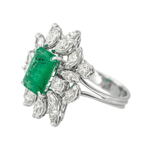 Bague 55 Bague Pompadour  Or blanc Emeraude, Diamant 58 Facettes 4398644CN