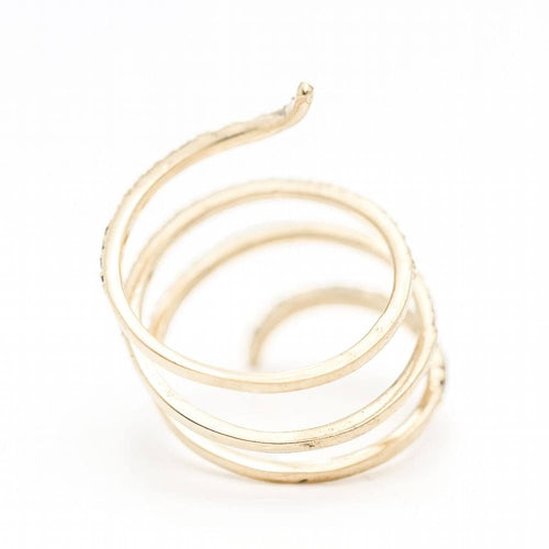 Yellow gold and diamond spiral ring