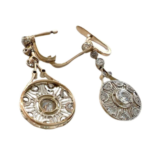 Boucles d'oreilles BOUCLES D'OREILLES ART DÉCO DES ANNÉES 1930-1935 EN OR 18 KT ET PLATINE AVEC DIAMANTS 58 Facettes Q270B