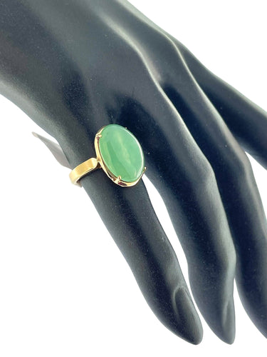 Bague Bague en or jaune certifiée, jadéite naturelle 58 Facettes