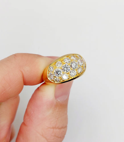 Bague 53 Bague jonc bombée or jaune et 2,20 carats de diamants taille brillant 58 Facettes A06334