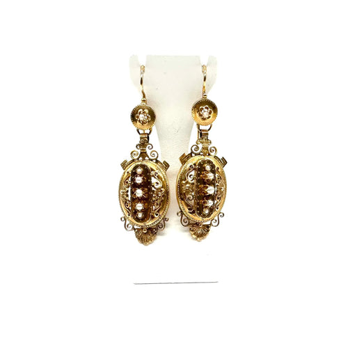 Boucles d'oreilles Boucles d'oreilles pendantes or jaune et perles fines 58 Facettes Z1351652