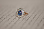 Bague 55 Antique gold, blue sapphire and old mine diamond ring 58 Facettes