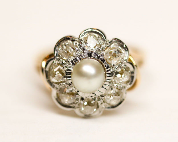 Bague 46 Bague Marguerite Perle et Diamants 58 Facettes A11581