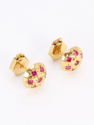 Boucles d'oreilles Boucles d'oreilles demi-boules or jaune rubis serti étoile 58 Facettes 1128.3