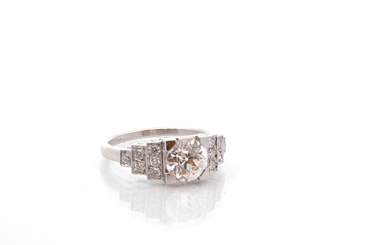 Bague diamant de 1,48cts J/VS2 en platine 58 Facettes 27449-27284