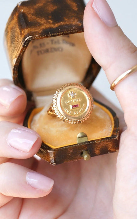 Anello Augis vintage in oro giallo con diamanti