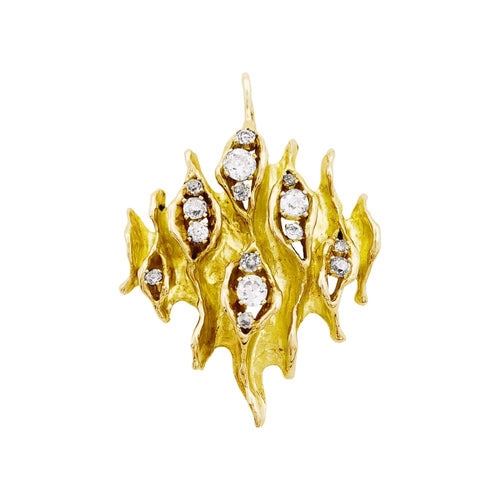 Pendentif Pendentif losangique, or jaune texturé et diamants. 58 Facettes 35278
