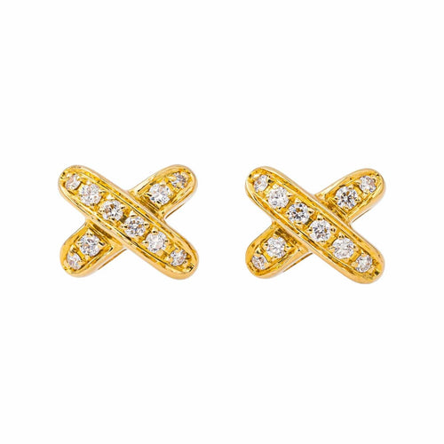 Boucles d'oreilles Chaumet Boucles d'oreilles Puces Jeux de Liens  Or jaune Diamant 58 Facettes 4437823CN