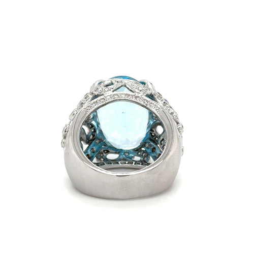 Bague 55 Bague or blanc topaze et diamants 58 Facettes 1.0000076/2