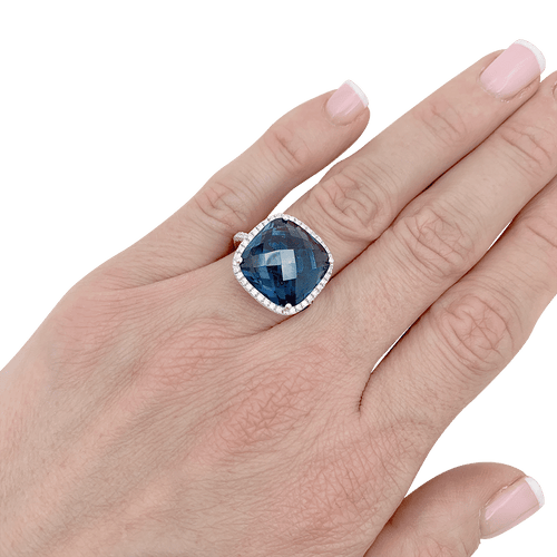 Bague 49 Bague or, topaze bleue, diamants. 58 Facettes 34031