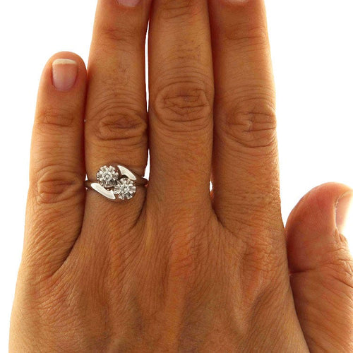 Bague 51.5 Bague contrarié en or blanc sertie de diamants taille brillant 58 Facettes G3840