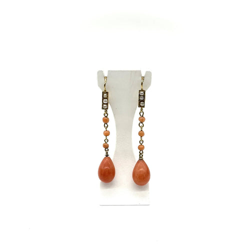 Boucles d'oreilles Boucles d'oreilles or jaune, corail et demi perle 58 Facettes Z15B51736