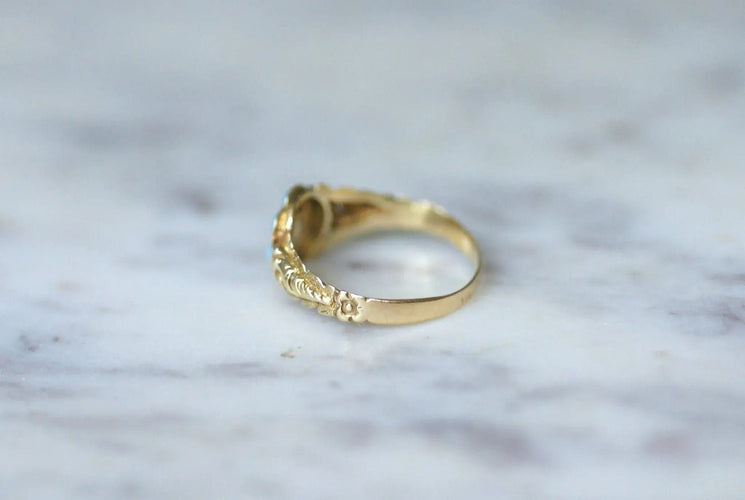 Bague Bague fleur ancienne turquoises et diamant 58 Facettes