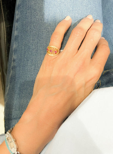 Bague Bague or jaune et rubis 58 Facettes 1