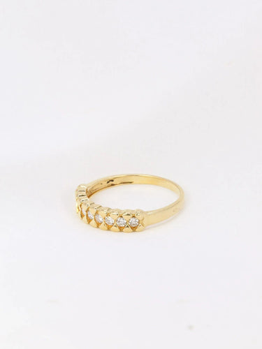 Bague 54 Demi-Alliance américaine en or jaune et diamants 0,18 ct 58 Facettes J103