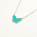 Collier Van Cleef & Arpels - Très Rare Collier Lucky Alhambra Butterfly Turquoise en or blanc 58 Facettes