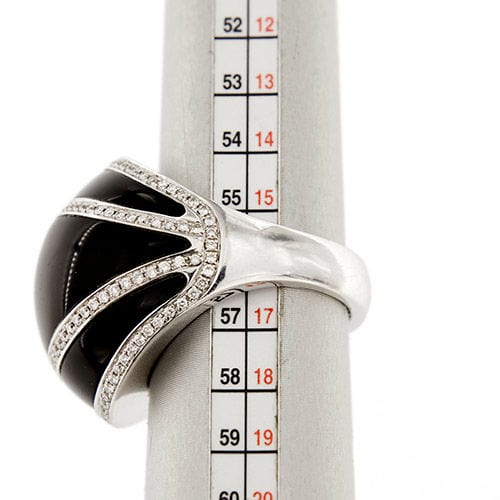Bague 56 CHIMENTO - Bague à bande bombée avec onyx et diamants 58 Facettes 30476