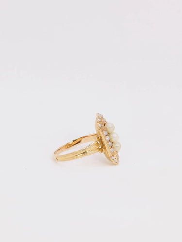 Bague 54 Bague ancienne en or et perles fines 58 Facettes J308