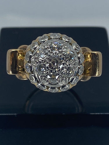Bague 51 Bague en or 18ct de forme boule sertie de diamants vers 1940/1960 58 Facettes AB41bis