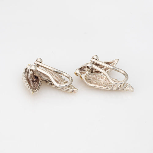 Boucles d'oreilles Boucles d'oreilles Tiffany & Co Feuille Vintage Argent Sterling Or 18 carats Clip Sur Signé 58 Facettes G13940