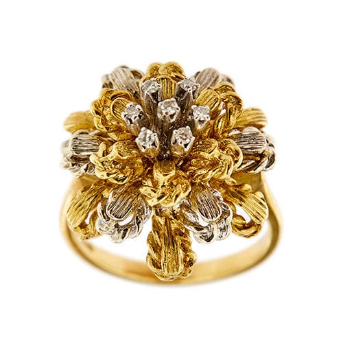 Bague 54 Bague fleur avec diamants 58 Facettes 34293