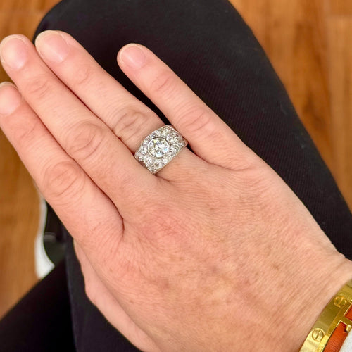 Bague 55 Bague bandeau or gris, diamants 58 Facettes REF2549-317