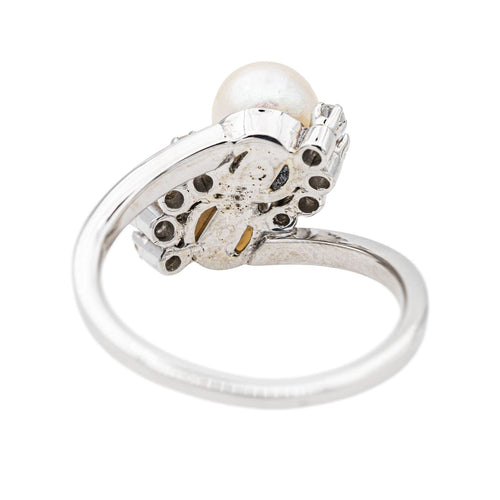 Bague Bague Or blanc Perle de culture, Diamant 58 Facettes 3485624CN