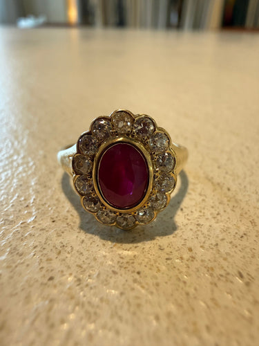 Bague 53 Vintage yellow gold ruby ring 58 Facettes