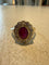 Bague 53 Vintage yellow gold ruby ring 58 Facettes