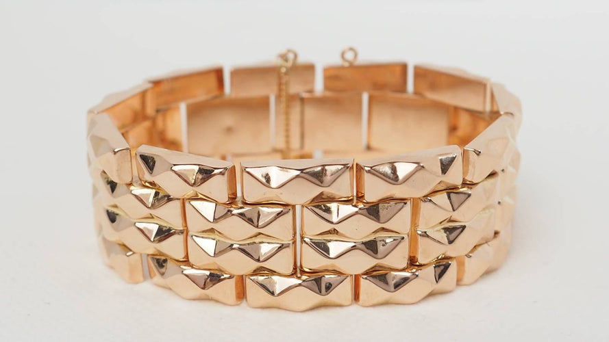 Bracelet Bracelet tank années 1940 vintage en or rose 58 Facettes 32435