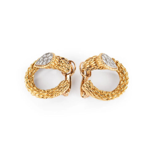 Boucles d'oreilles Boucheron - Boucles d'oreilles Vintage Serpent Bohème or jaune et diamants 58 Facettes 1