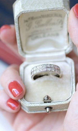 Bague 60 Alliance Diamants Double Anneau Art Déco 58 Facettes