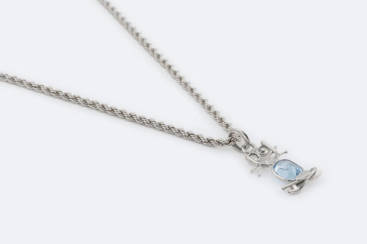 Collier Oro Bianco Collier en or blanc avec pendentif aigue-marine 58 Facettes col340