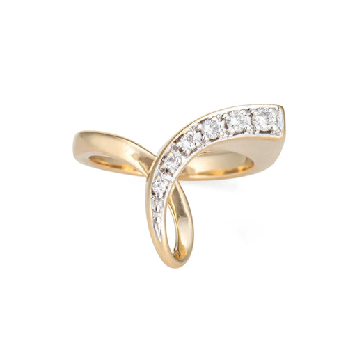 Bague 50 Bague Ruban Vintage Diamant Or Jaune 58 Facettes G12885