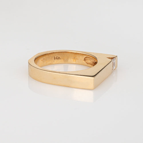 Bague 52 Bague carrée en diamant, taille 6,5, anneau empilable, vintage, or jaune 14 carats, bijoux fins 58 Facettes G14045