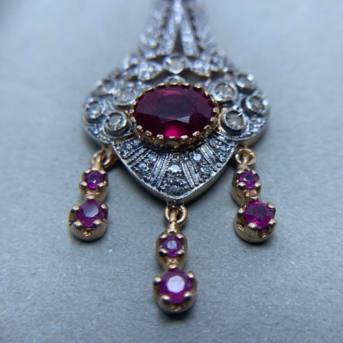 Collier Collier en or jaune argent diamants rubis 58 Facettes