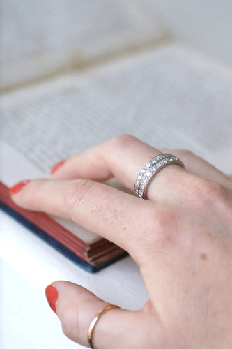 Bague 60 Alliance Diamants Double Anneau Art Déco 58 Facettes
