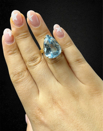Bague Bague artisanale ornée d'une topaze bleue 58 Facettes