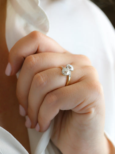 Bague 52 Bague ancienne toi et moi diamants taille ancienne 2,60 carats 58 Facettes 1113.1