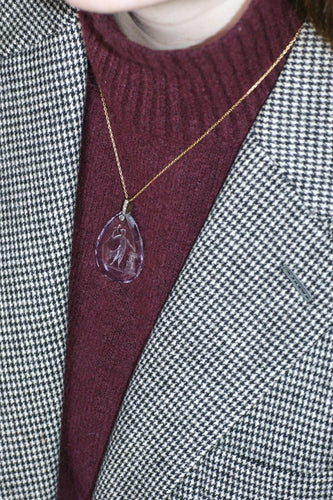 Pendentif Pendentif Ancien Goutte Intaille Améthyste et Diamants 58 Facettes