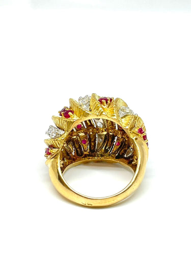 Bague 53 Bague en or jaune 18 carats sertie de rubis et diamants , taille 53 ajustable 58 Facettes