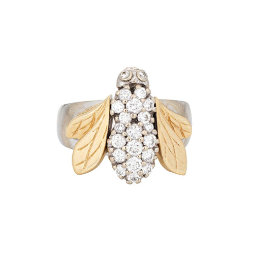 Bague 55 Bague Diamant Bumble Bee Or Bicolore 58 Facettes G10626