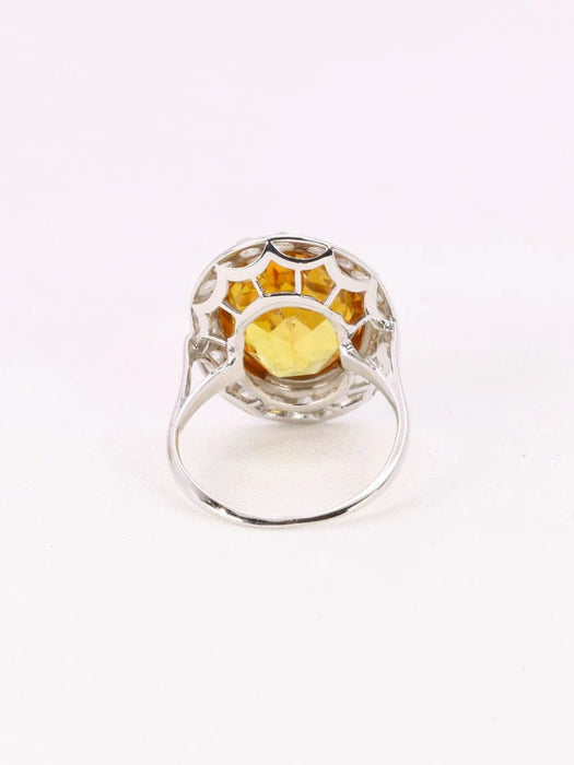 Bague 51 Bague cocktail or blanc citrine 5 carats diamants 58 Facettes J416