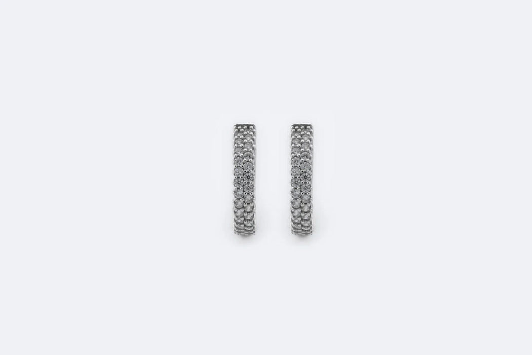 Crescent earrings in white gold with diamonds