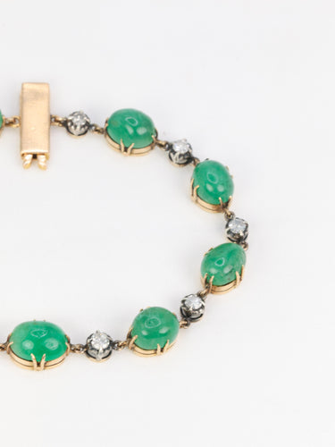 Bracelet Bracelet ancien cabochons d'émeraudes or jaune diamants 58 Facettes 777
