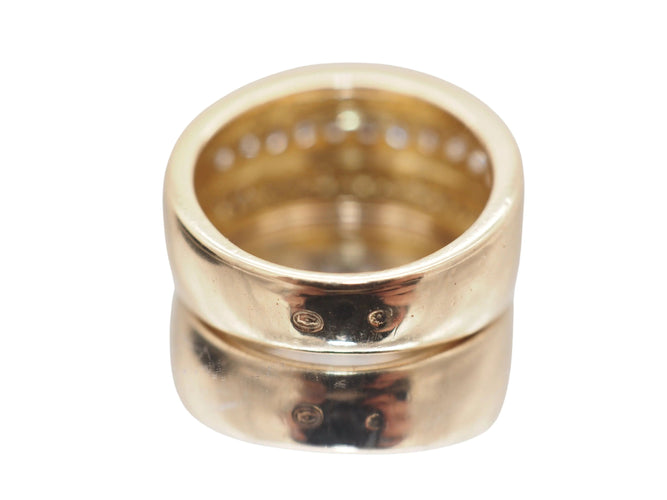 Bague 53 Bague ruban or jaune, triple rangée diamants 58 Facettes