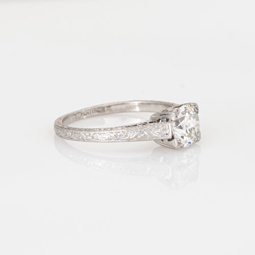 Bague Bague vintage Art Déco diamant 0,89 ct en platine 58 Facettes G14181