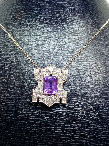 Pendentif Pendentif Platine Améthyste Diamants 58 Facettes AB109