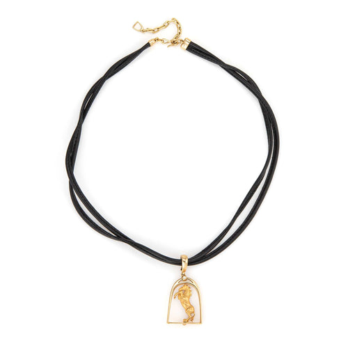 Collier Carrera y Carrera - Collier Cheval Diamant Or et Cuir 58 Facettes G14229